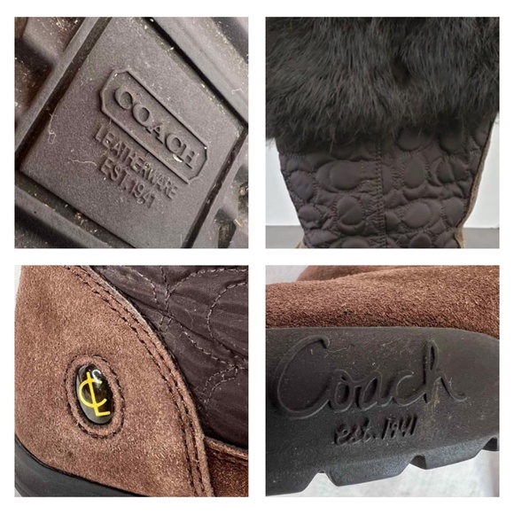 Coach Brown Talen Suede/Nylon/Rabbit Fur Winter Boots, Size 6 - Picture 13 of 13